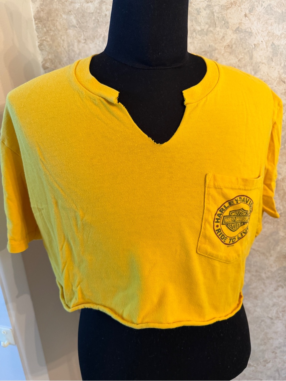 Harley-Davidson Bright Yellow Cropped Pocket Tee